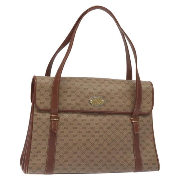 GUCCI Micro GG Supreme Hand Bag PVC Beige Gold 000 46 4857 Auth 131143 - Picture 1 of 16
